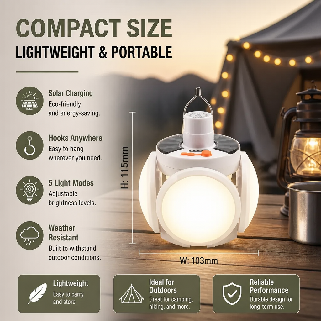 Portable Solar Outdoor Foldable Ball Lamp