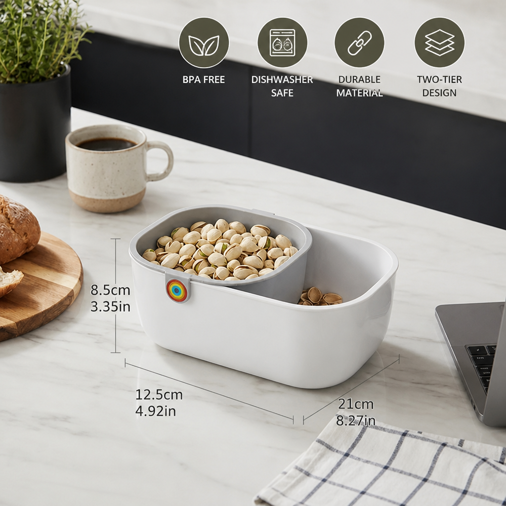 Practical Two-Tier Snack Bowl