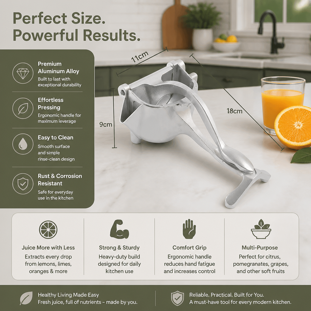 Aluminum Hand Juicer – Manual Press for Fruits & More