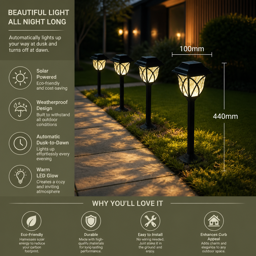 Solar LED Pathway Lights – Weatherproof Outdoor Garden Lighting