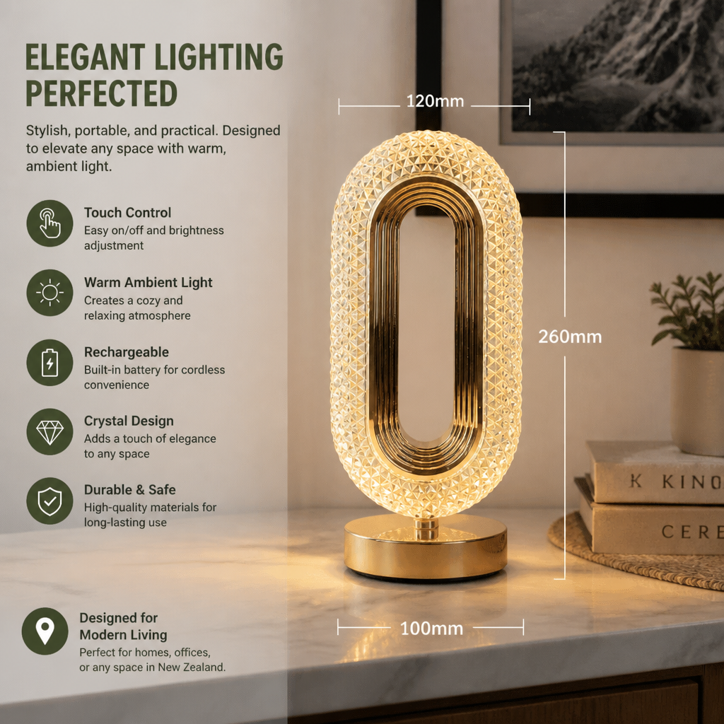 Rechargeable Crystal LED Table Lamp – Elegant Ambient Night Light