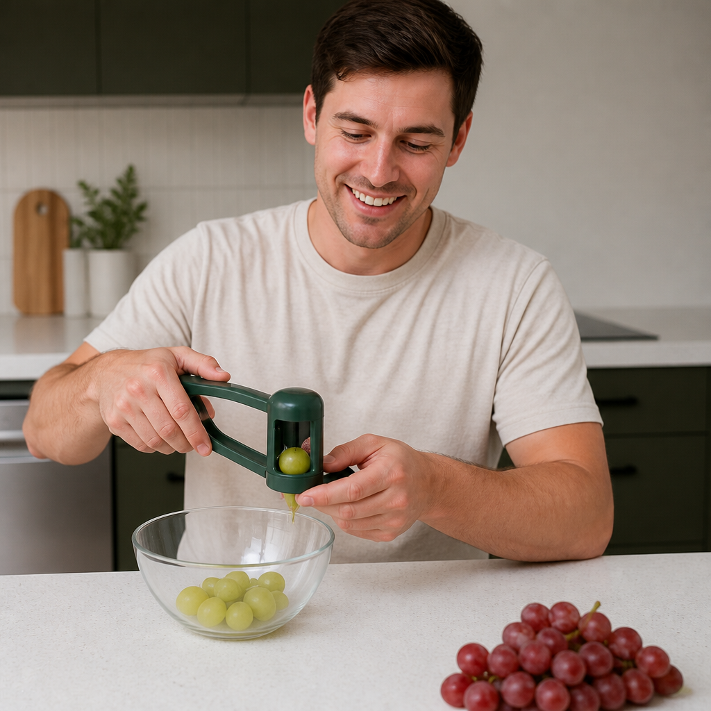Stainless Steel Grape & Cherry Tomato Cutter β Safe One-Press Quarter Slicer for Toddlers & Kids
