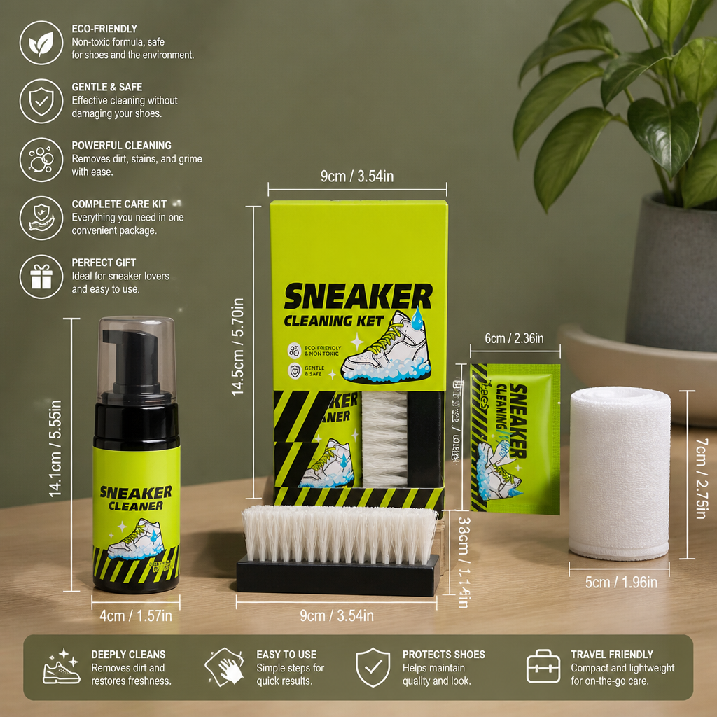 All-in-One Shoe Cleaning & Care Kit with Brushes, Dry Cleaner & Stain-Removal Wipes