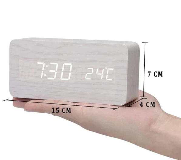 LED wooden watch with voice activation