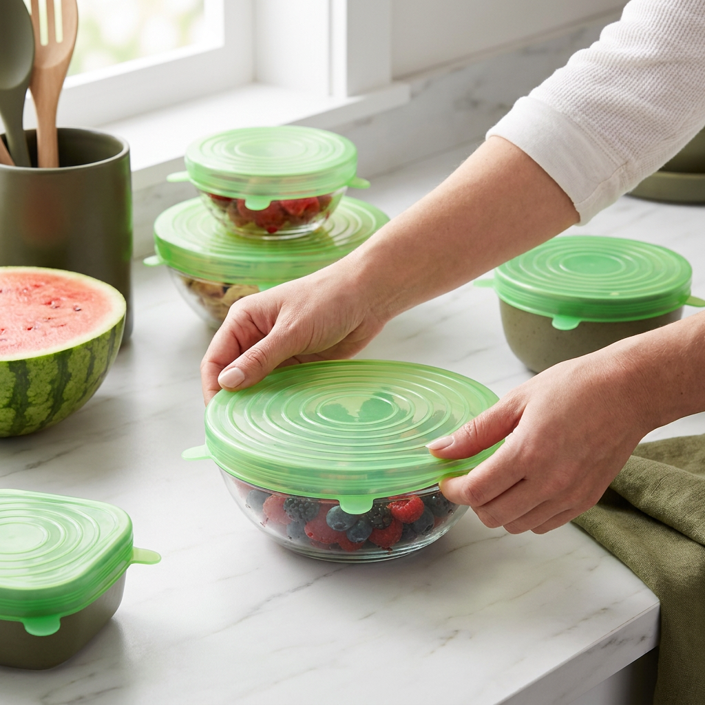 6-Piece Silicone Stretch Lid Set β Reusable BPA-Free Food Covers