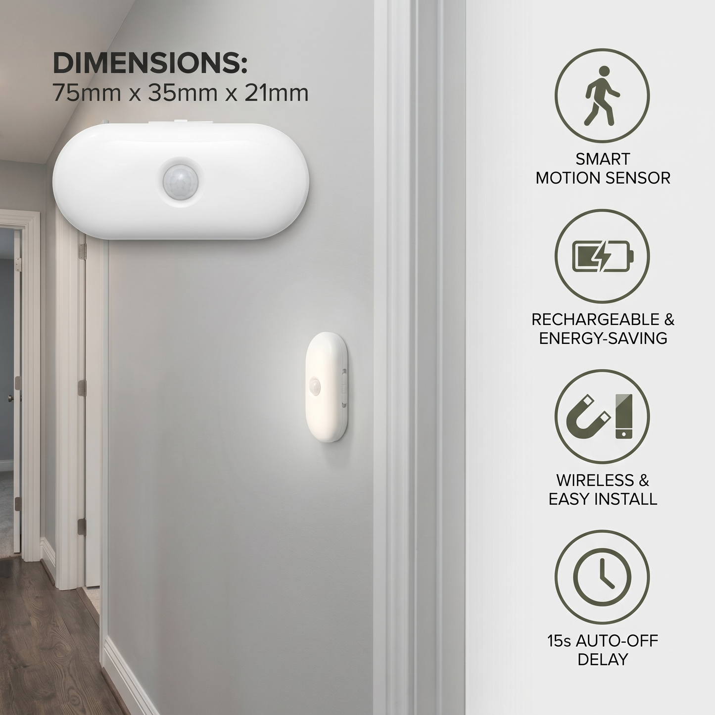 Smart LED Night Light with Motion Sensor – Mini, Wireless & Energy Saving