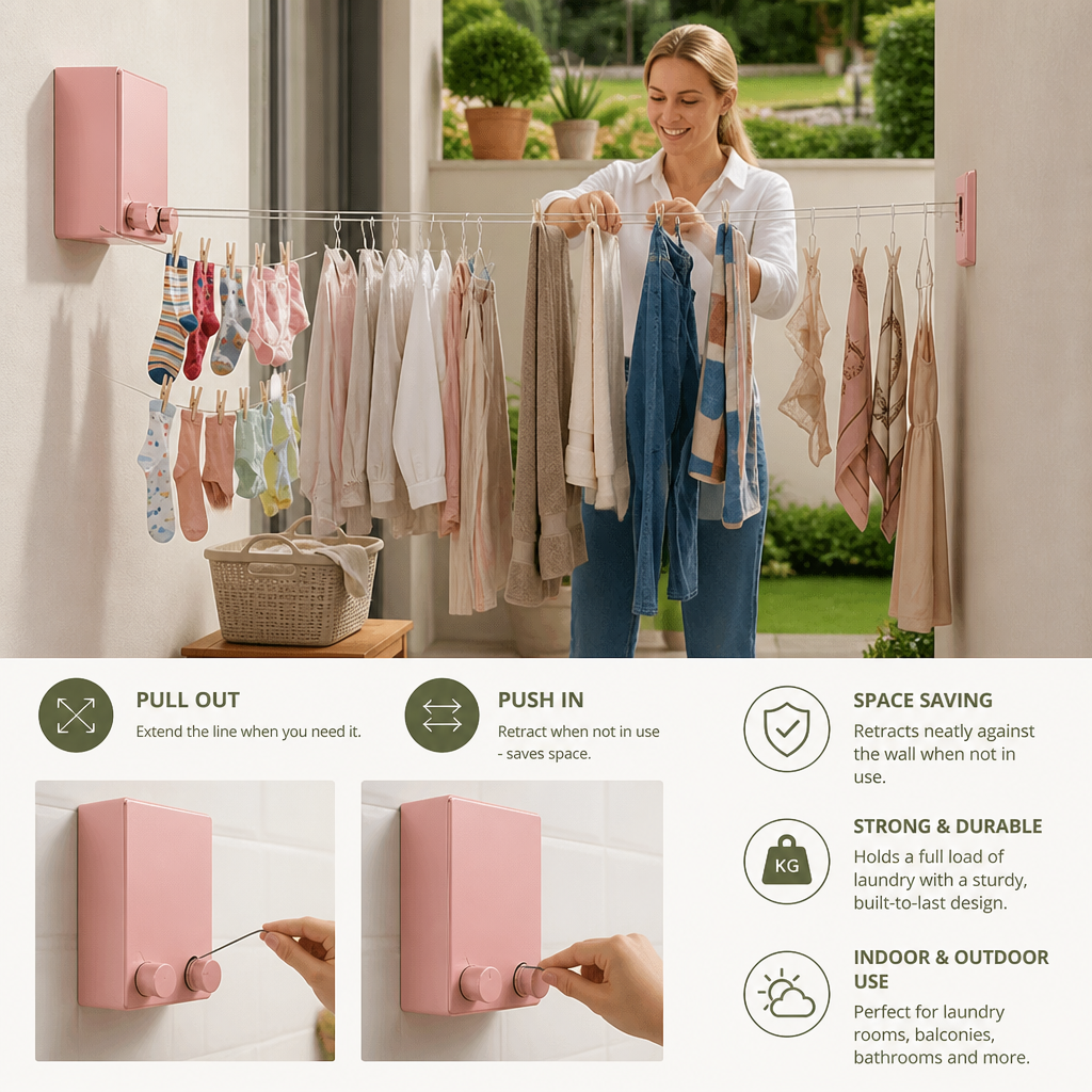 Practical Retractable Clothes Drying Rack