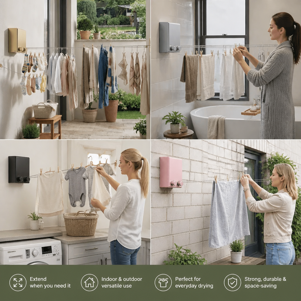 Practical Retractable Clothes Drying Rack