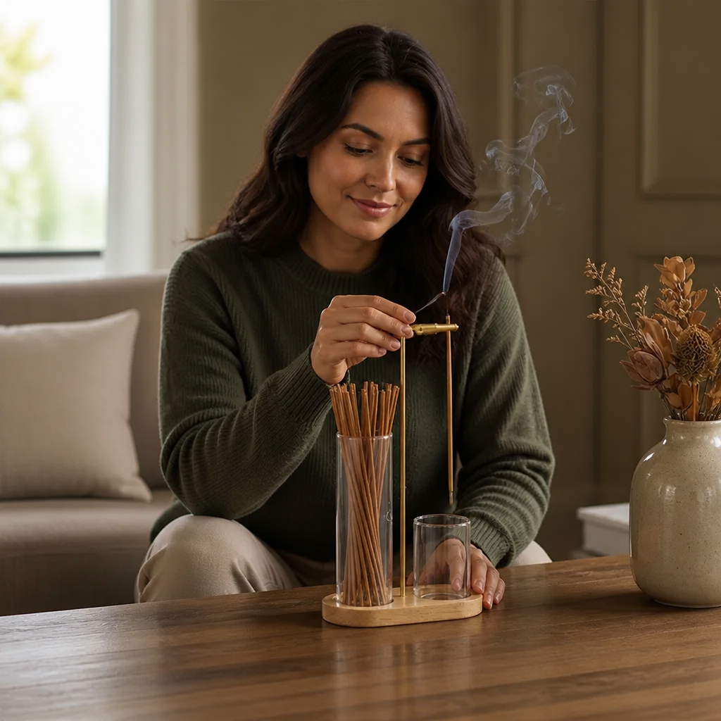 2-in-1 Incense Holder Set for Meditation and Relaxation with Glass Ash Catcher