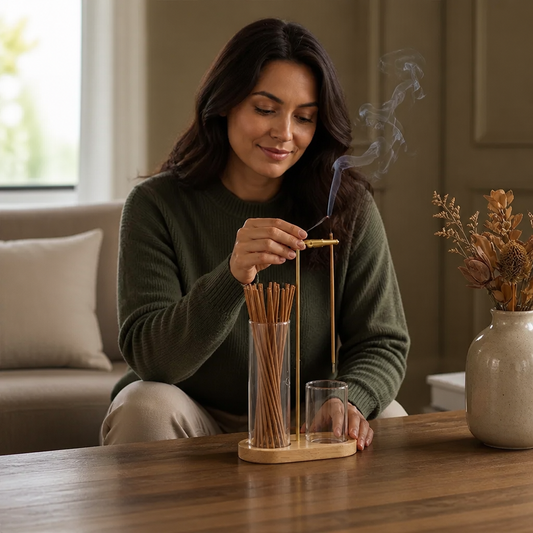 2-in-1 Incense Holder Set for Meditation and Relaxation with Glass Ash Catcher