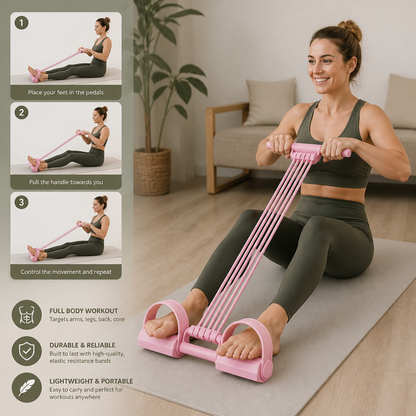 Foot pedal resistance band yoga leg eight-tube elastic rope full body stretching resistance band sit-up assist home use