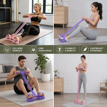 Foot pedal resistance band yoga leg eight-tube elastic rope full body stretching resistance band sit-up assist home use