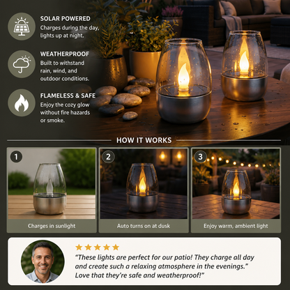 LED Solar Candle Light – Flameless & Weatherproof for Outdoor Use