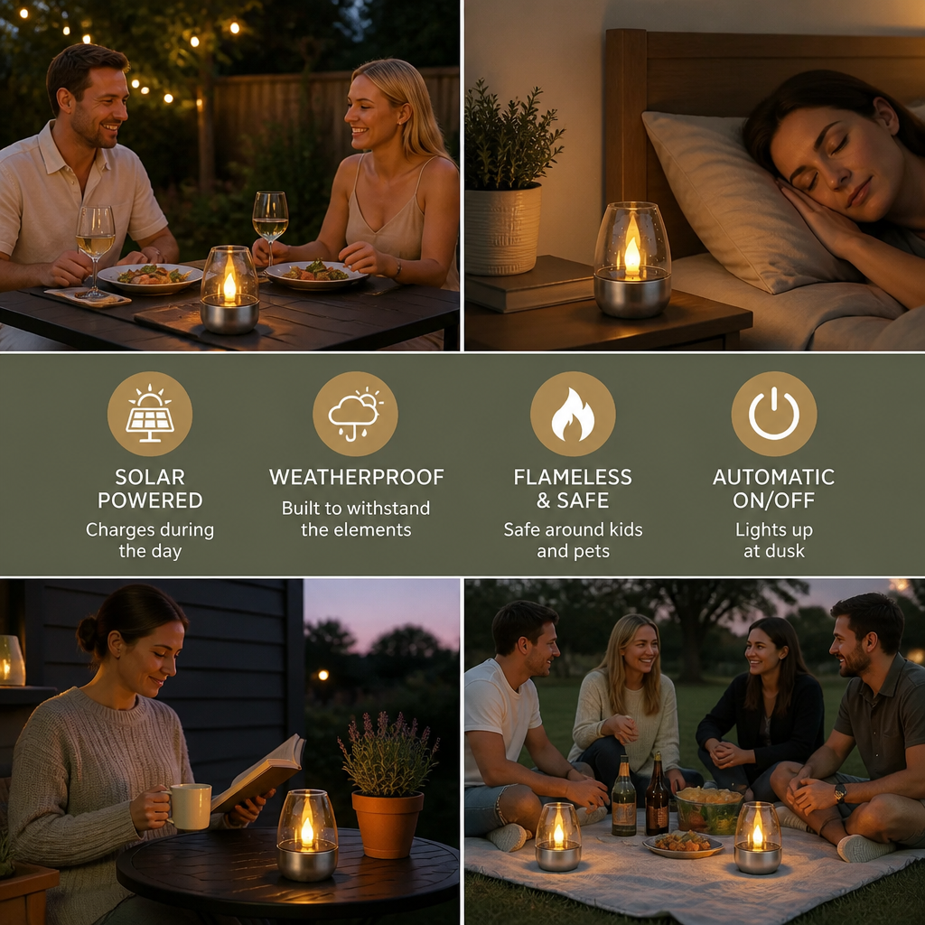 LED Solar Candle Light – Flameless & Weatherproof for Outdoor Use