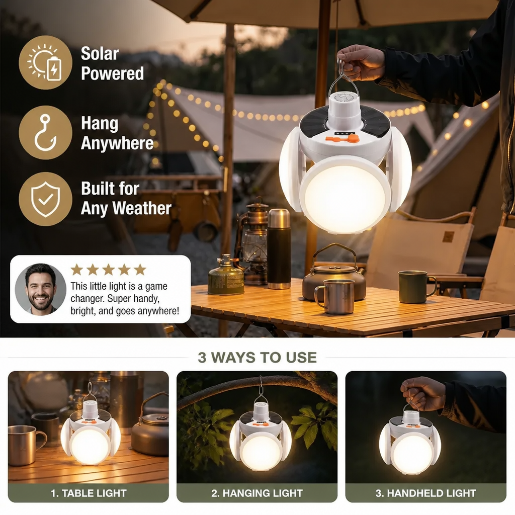 Portable Solar Outdoor Foldable Ball Lamp