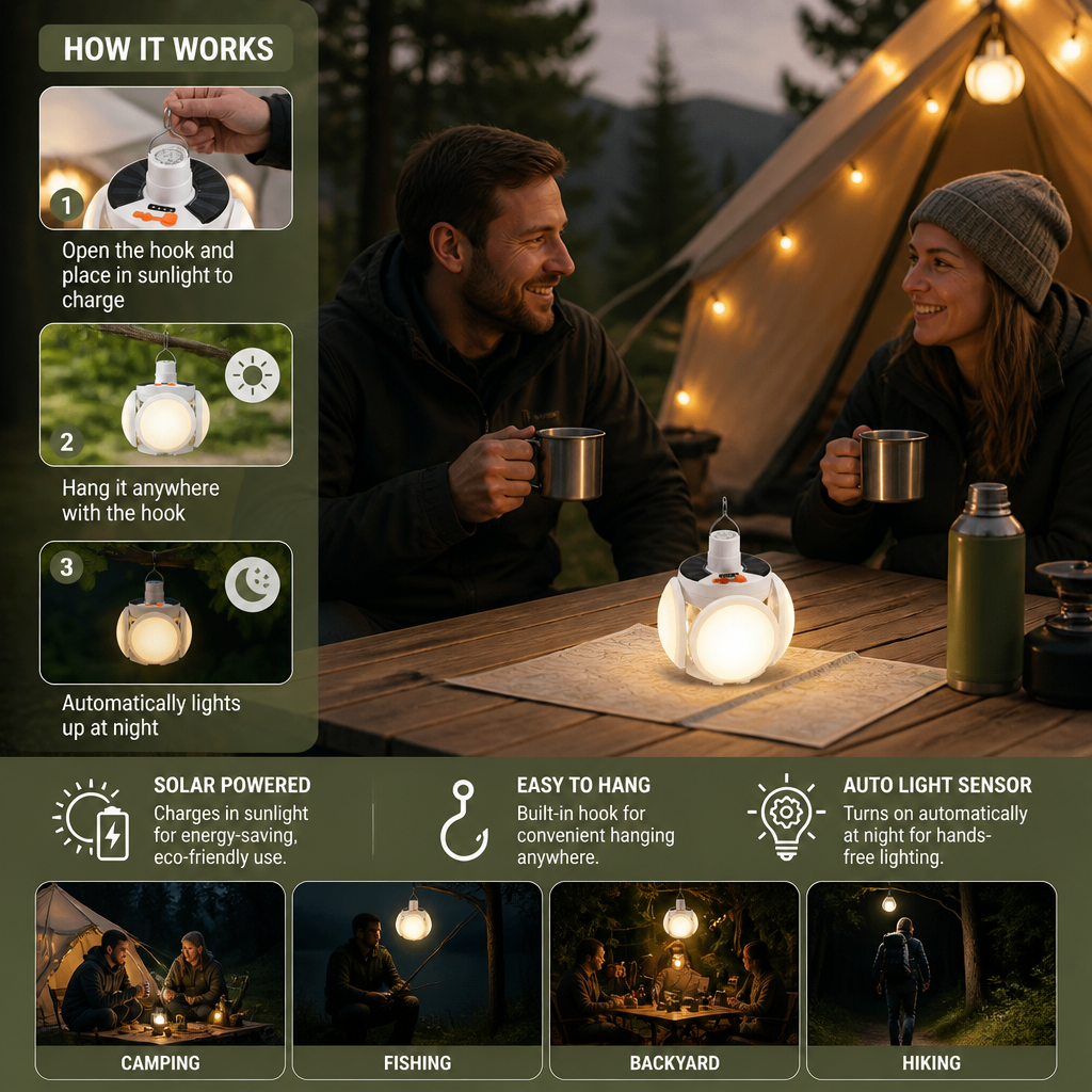 Portable Solar Outdoor Foldable Ball Lamp