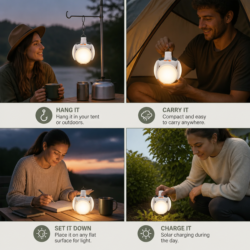 Portable Solar Outdoor Foldable Ball Lamp