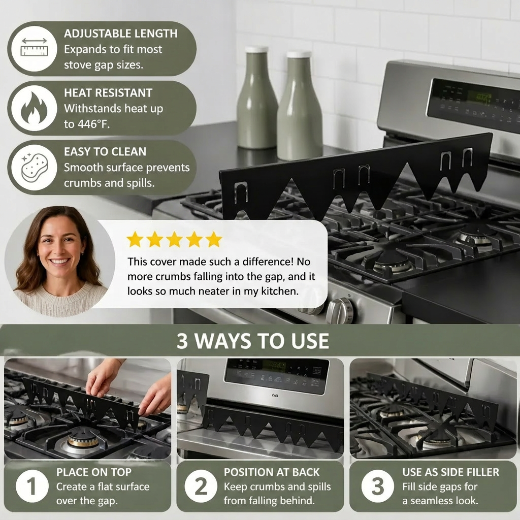 Expandable Stove Gap Cover – Adjustable Cover for Kitchen Countertops