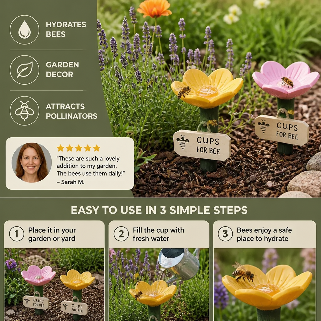 Flower-Shaped Bee Waterer – Colorful Water Dispensers for the Garden