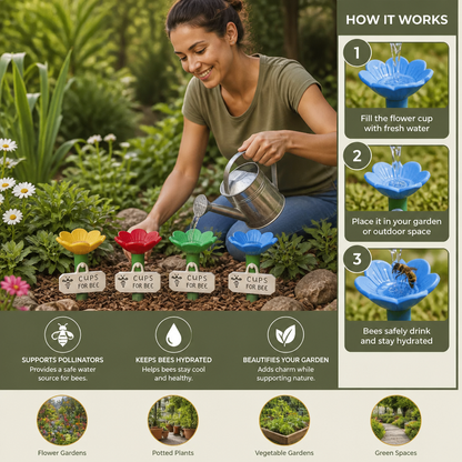 Flower-Shaped Bee Waterer – Colorful Water Dispensers for the Garden
