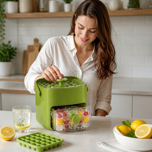 2-in-1 Ice Cube Maker with Storage Box – 48 Ice Cubes, Dual Design