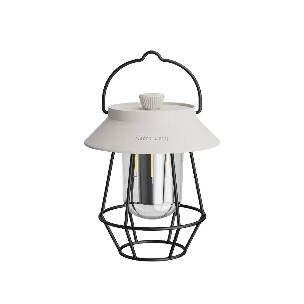 LED Camping Lantern in Retro Design - Portable Lamp for Indoors and Outdoors