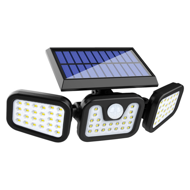 Solar Led Floodlight With Motion Detector - 3 - Spot Outdoor Lighting For Garden  Yard And Garage