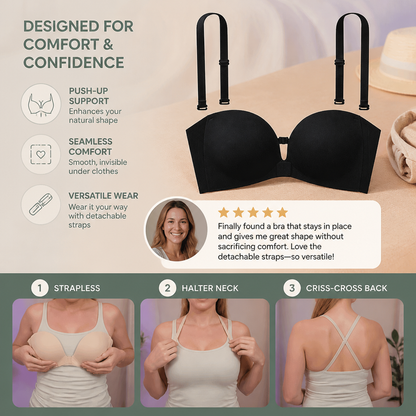 Push-Up Bra with Front Closure – Seamless, Supportive & with Removable Straps