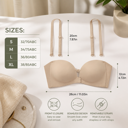 Push-Up Bra with Front Closure – Seamless, Supportive & with Removable Straps