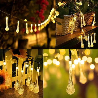 Solar Led Fairy Lights - Colourful Drop Lights For Garden  Patio And Decoration
