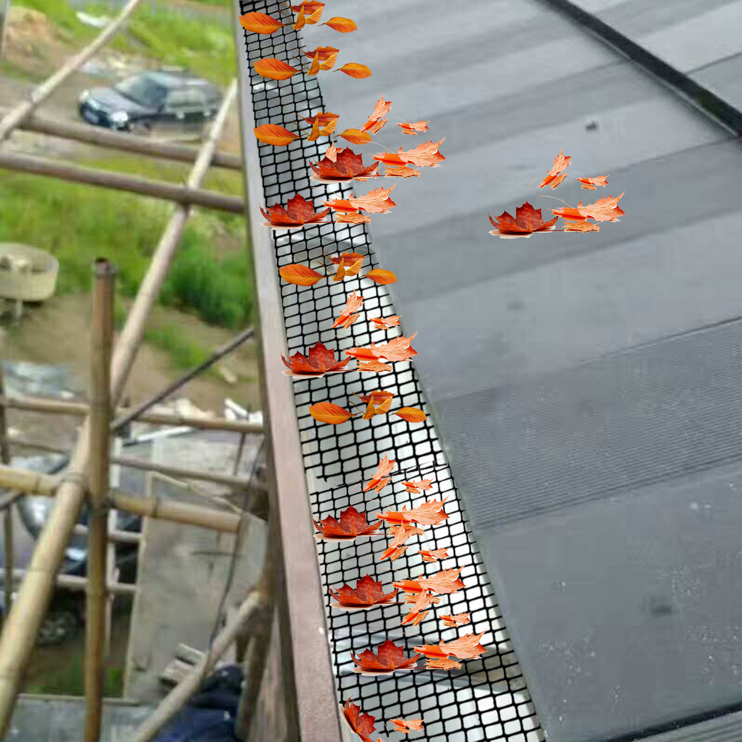 Gutter Protection Net - Plastic Leaf and Dirt Trap for Easy Cleaning