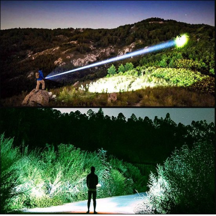 LED Torch with Power Display - Rechargeable High - Performance Torch with Glass Breaker & Usb - C