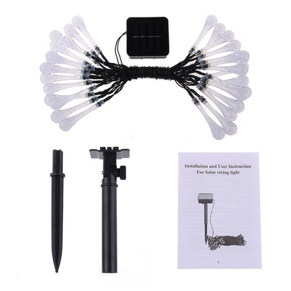 Solar Led Fairy Lights - Colourful Drop Lights For Garden  Patio And Decoration
