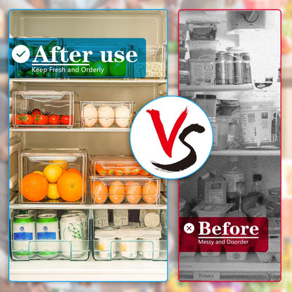 Stackable Refrigerator Organizer Set with 10 Storage Boxes