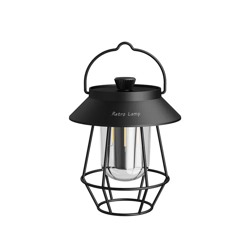 LED Camping Lantern in Retro Design - Portable Lamp for Indoors and Outdoors