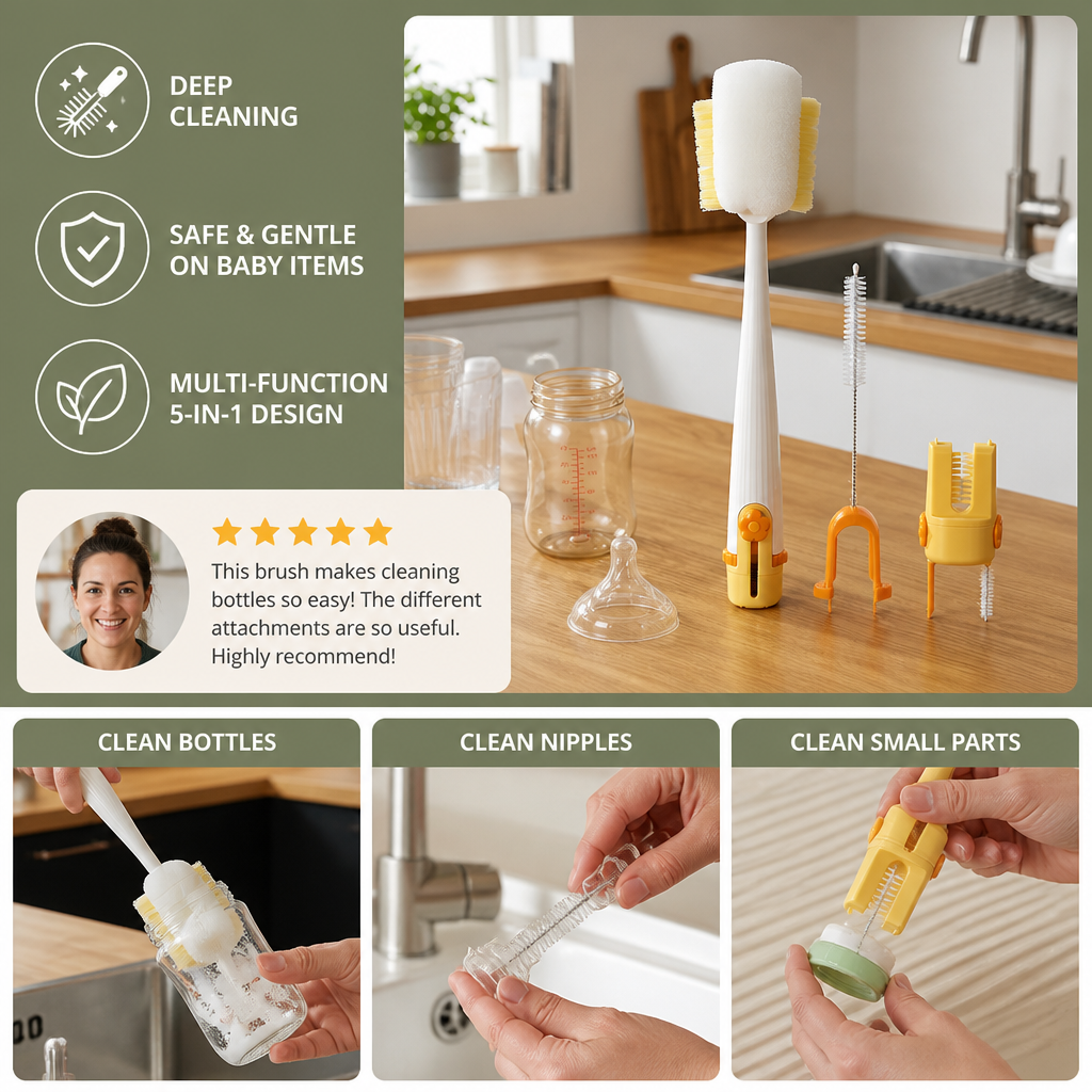 Multi-Functional 5-in-1 Bottle Cleaner