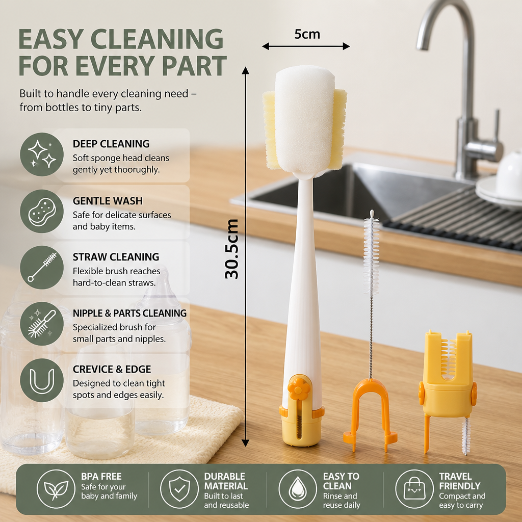 Multi-Functional 5-in-1 Bottle Cleaner