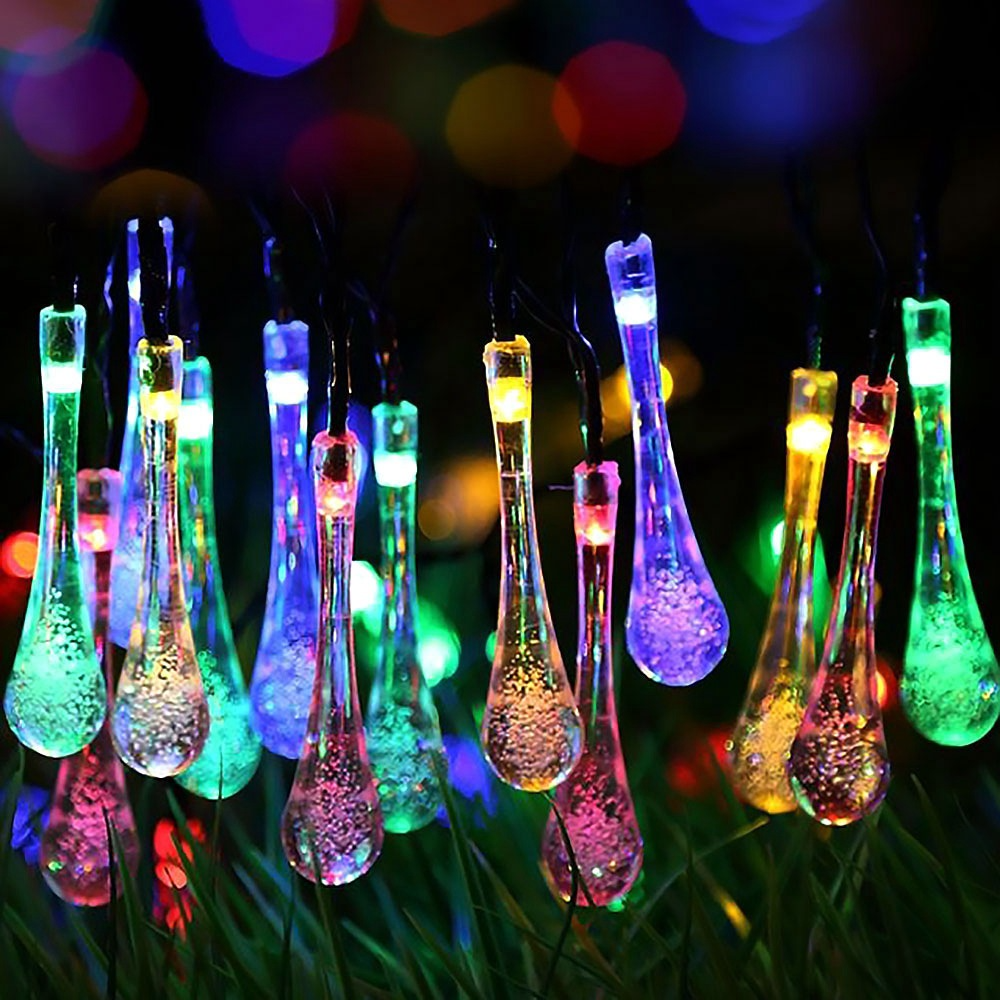 Solar Led Fairy Lights - Colourful Drop Lights For Garden  Patio And Decoration