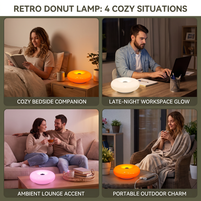 Retro Donut-Shaped LED Lamp with Cozy Ambient Glow