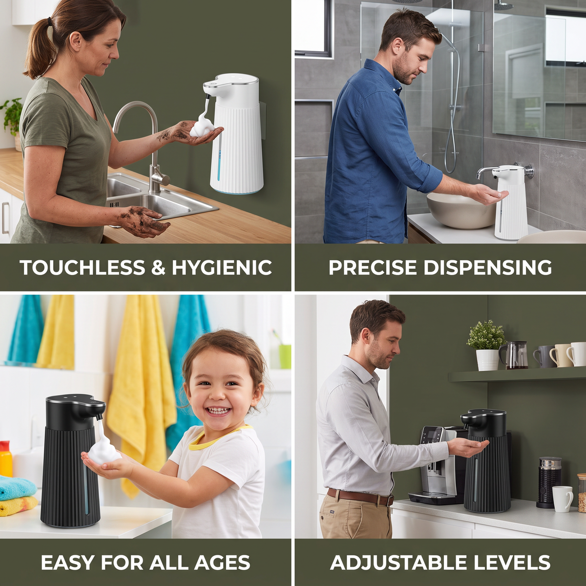 Touchless Automatic Sensor Soap Dispenser with Adjustable Dispensing Levels