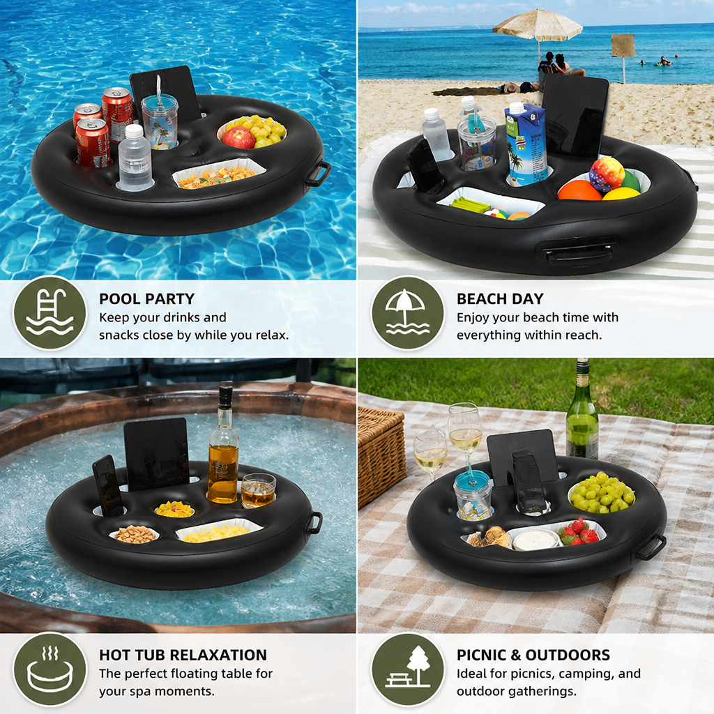 Inflatable Drink Holder – Multifunctional Tray for Drinks & Snacks