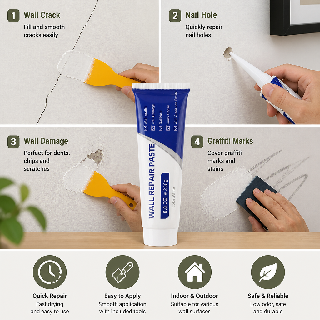 Instant Wall Repair Cream – Quick Crack & Hole Filler