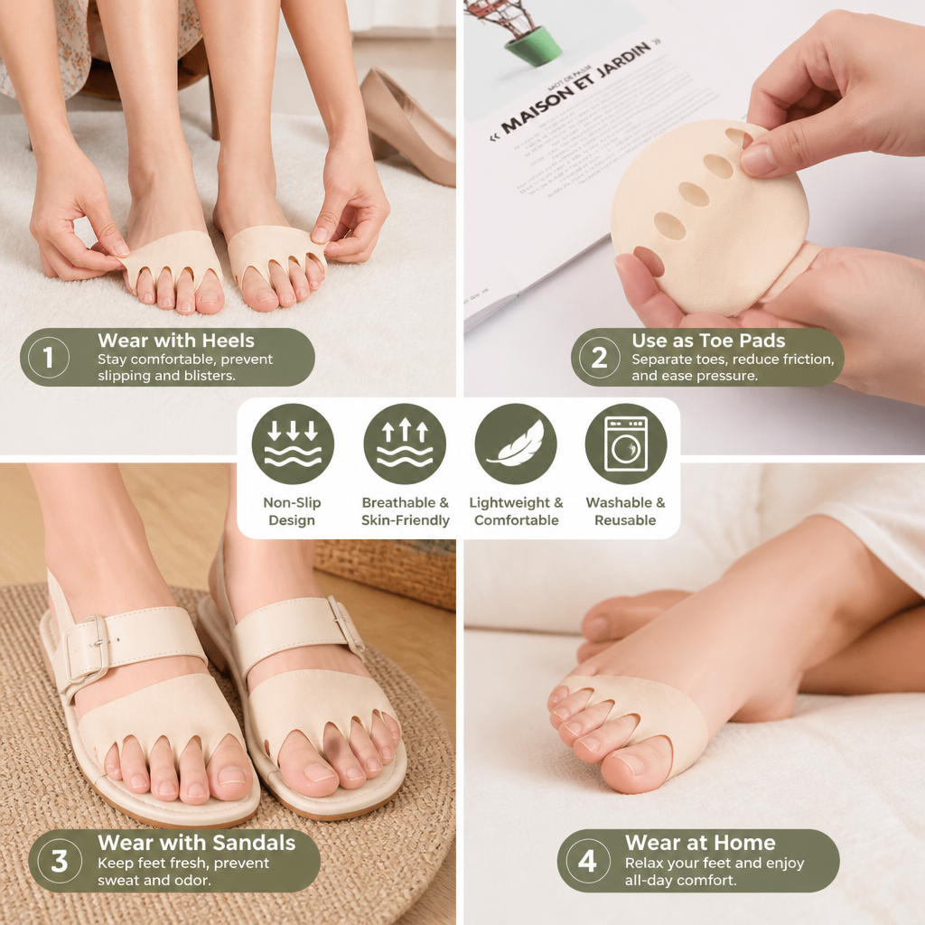 Women’s Toe Socks – Breathable Non-Slip Socks for High Heels & Maximum Comfort (4 pairs)