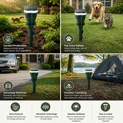 Solar Ultrasonic Animal and Insect Repellent Device