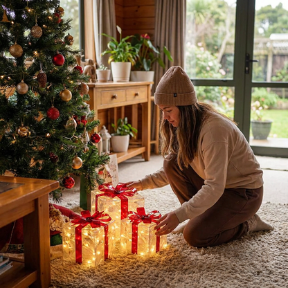 LED Light-Up Christmas Gift Box Decoration Set of 3