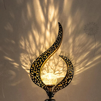Metal Solar Garden Light - Waterproof Led Design in Moon , Flame , Sun or Star Shape
