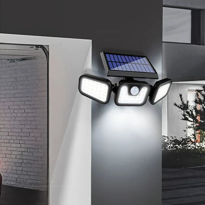 Solar Led Floodlight With Motion Detector - 3 - Spot Outdoor Lighting For Garden  Yard And Garage