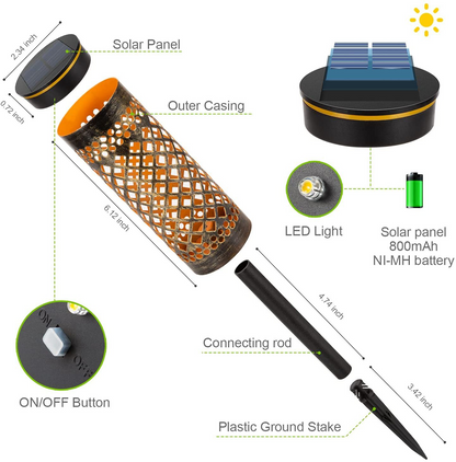 Waterproof Solar Led Garden Light with Projection Pattern - Robust Outdoor Lighting Made of Metal