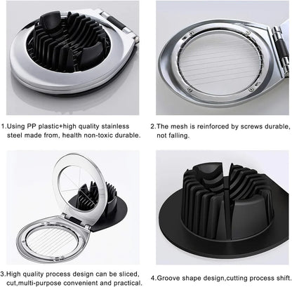 Stainless Steel Egg Slicer - 3-in-1 Cutting Options For Effortless Preparation