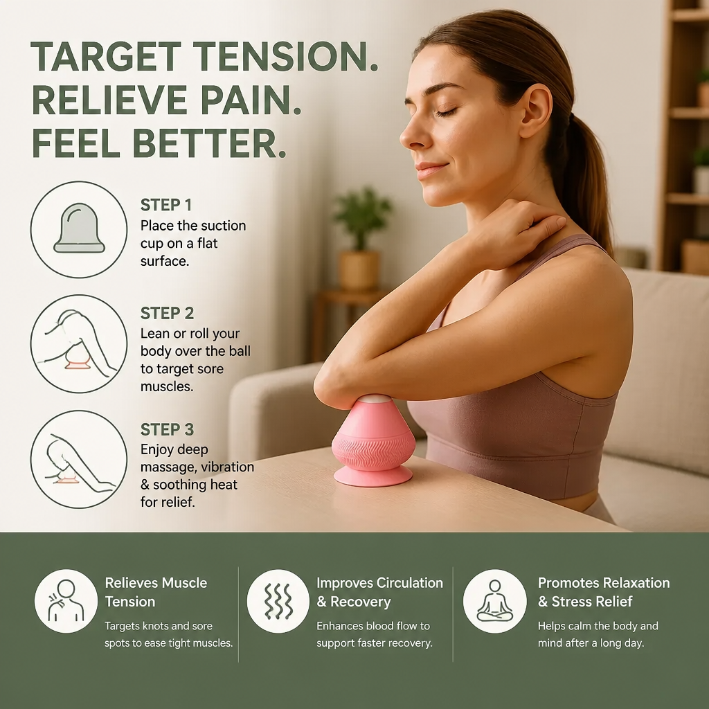 Trigger point self-massage ball with suction cup